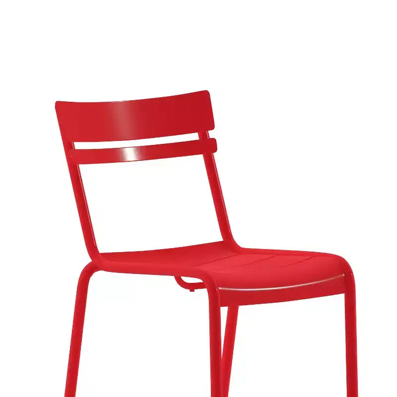 Flash Furniture Nash, sedia impilabile in acciaio per uso commerciale, sedia senza braccioli da interno ed esterno con schienale a 2 doghe, set da 2
