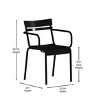 Flash Furniture Nash Sedia Impilabile per Interni/Esterni in Acciaio per Uso Commerciale con 2 Doghe e Braccioli, Set da 4
