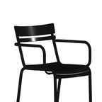 Flash Furniture Nash Sedia Impilabile per Interni/Esterni in Acciaio per Uso Commerciale con 2 Doghe e Braccioli, Set da 4