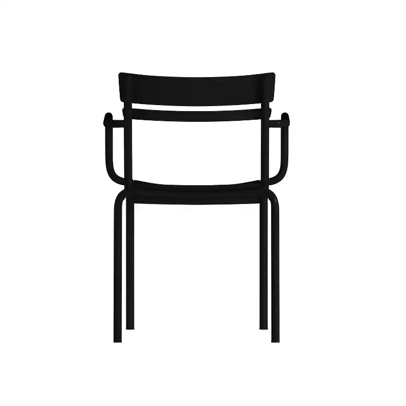 Flash Furniture Nash Sedia Impilabile per Interni/Esterni in Acciaio per Uso Commerciale con 2 Doghe e Braccioli, Set da 4