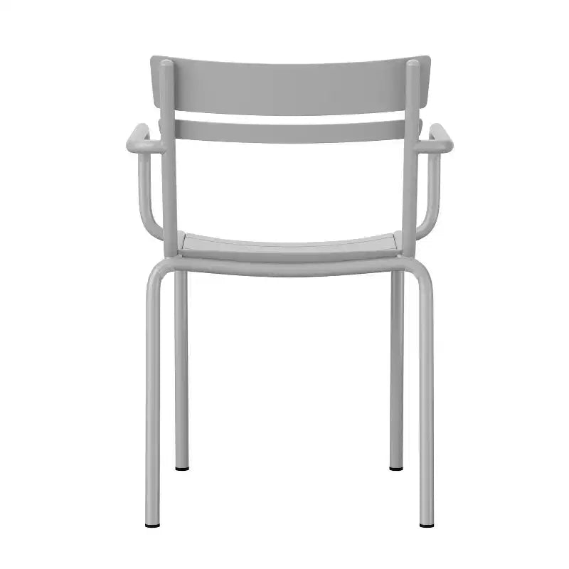 Flash Furniture Nash Sedia Impilabile per Interni/Esterni in Acciaio per Uso Commerciale con 2 Doghe e Braccioli, Set da 4