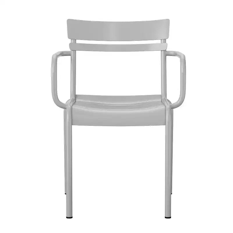 Flash Furniture Nash Sedia Impilabile per Interni/Esterni in Acciaio per Uso Commerciale con 2 Doghe e Braccioli, Set da 4