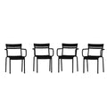 Flash Furniture Nash Sedia Impilabile per Interni/Esterni in Acciaio per Uso Commerciale con 2 Doghe e Braccioli, Set da 4