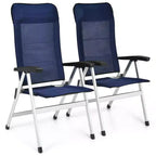 Costway Sedia da pranzo da giardino 2/4 pezzi in alluminio da campeggio regolabile poggiatesta blu marino