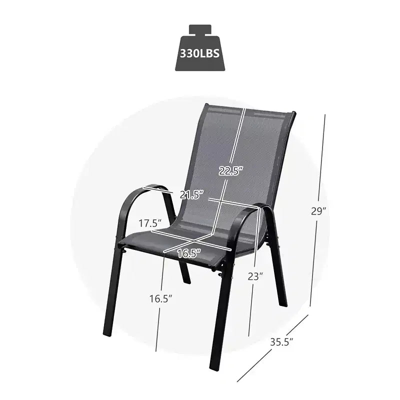 Costway Set di 4 Sedie da Giardino Impilabili con Braccioli Salvaspazio Marrone/Grigio