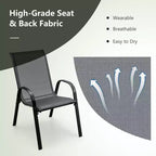 Costway Set di 4 Sedie da Giardino Impilabili con Braccioli Salvaspazio Marrone/Grigio