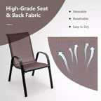 Costway Set di 4 Sedie da Giardino Impilabili con Braccioli Salvaspazio Marrone/Grigio