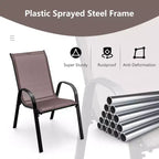 Costway Set di 4 Sedie da Giardino Impilabili con Braccioli Salvaspazio Marrone/Grigio