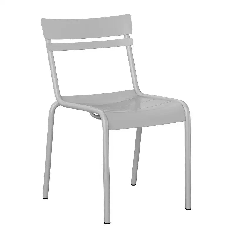 Emma and Oliver Armless Powder Coated Steel Stacking Dining Chair with 2 Slat Back for Indoor-Outdoor Use