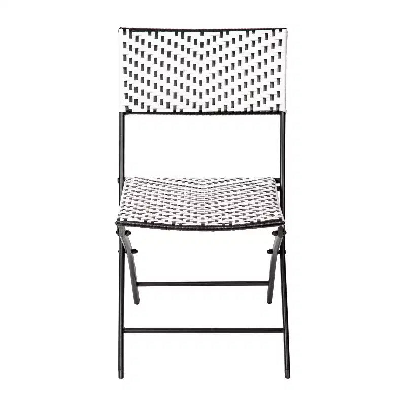 Flash Furniture Rouen, Set di due sedie pieghevoli da bistrò in rattan PE con struttura in metallo per uso interno ed esterno
