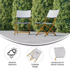 Flash Furniture Rouen, Set di due sedie pieghevoli da bistrò in rattan PE con struttura in metallo per uso interno ed esterno