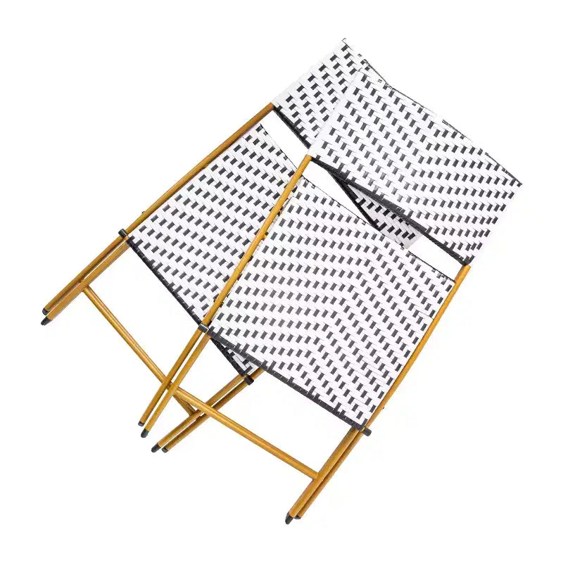 Flash Furniture Rouen, Set di due sedie pieghevoli da bistrò in rattan PE con struttura in metallo per uso interno ed esterno