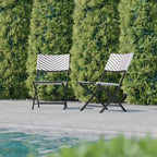 Flash Furniture Rouen, Set di due sedie pieghevoli da bistrò in rattan PE con struttura in metallo per uso interno ed esterno