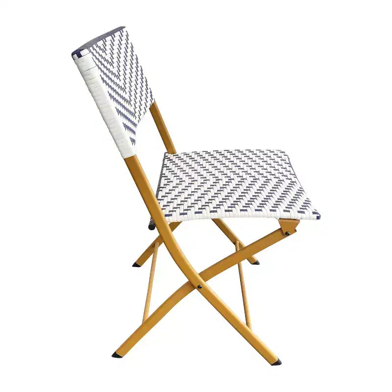 Flash Furniture Rouen, Set di due sedie pieghevoli da bistrò in rattan PE con struttura in metallo per uso interno ed esterno