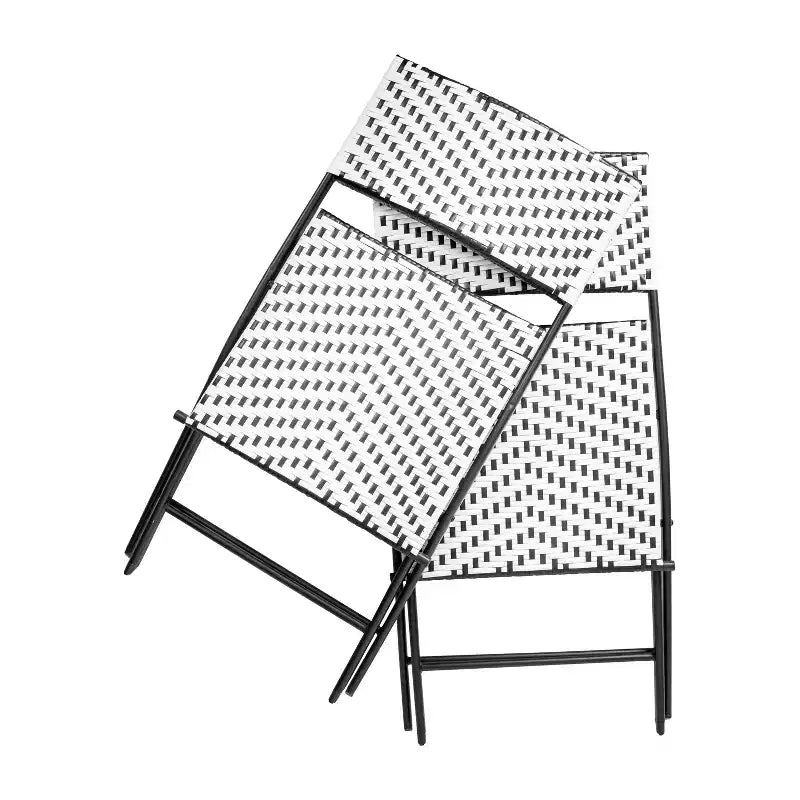 Flash Furniture Rouen, Set di due sedie pieghevoli da bistrò in rattan PE con struttura in metallo per uso interno ed esterno