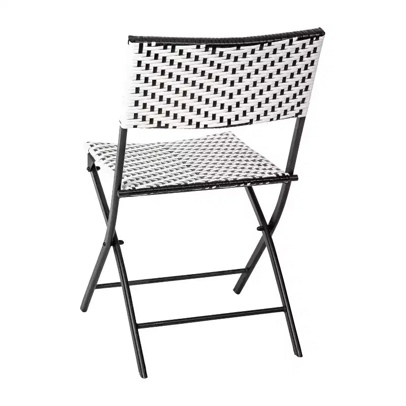 Flash Furniture Rouen, Set di due sedie pieghevoli da bistrò in rattan PE con struttura in metallo per uso interno ed esterno