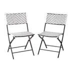 Flash Furniture Rouen, Set di due sedie pieghevoli da bistrò in rattan PE con struttura in metallo per uso interno ed esterno