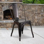 Sedia impilabile da interno/esterno in metallo Emma and Oliver di grado commerciale, confezione da 4