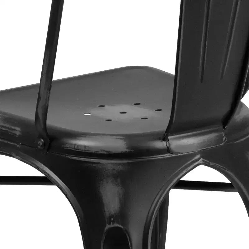 Chaise empilable Emma et Oliver, qualité commerciale, lot de 4, métal vieilli, intérieur-extérieur