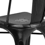 Chaise empilable Emma et Oliver, qualité commerciale, lot de 4, métal vieilli, intérieur-extérieur