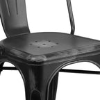 Chaise empilable Emma et Oliver, qualité commerciale, lot de 4, métal vieilli, intérieur-extérieur