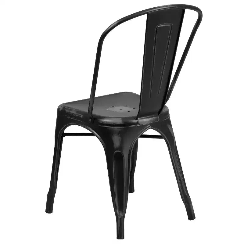 Chaise empilable Emma et Oliver, qualité commerciale, lot de 4, métal vieilli, intérieur-extérieur