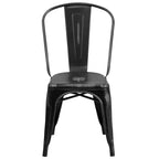 Chaise empilable Emma et Oliver, qualité commerciale, lot de 4, métal vieilli, intérieur-extérieur