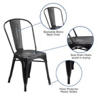 Chaise empilable Emma et Oliver, qualité commerciale, lot de 4, métal vieilli, intérieur-extérieur