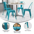 Chaise empilable Emma et Oliver, qualité commerciale, lot de 4, métal vieilli, intérieur-extérieur