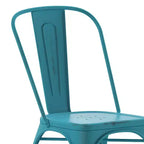 Chaise empilable Emma et Oliver, qualité commerciale, lot de 4, métal vieilli, intérieur-extérieur