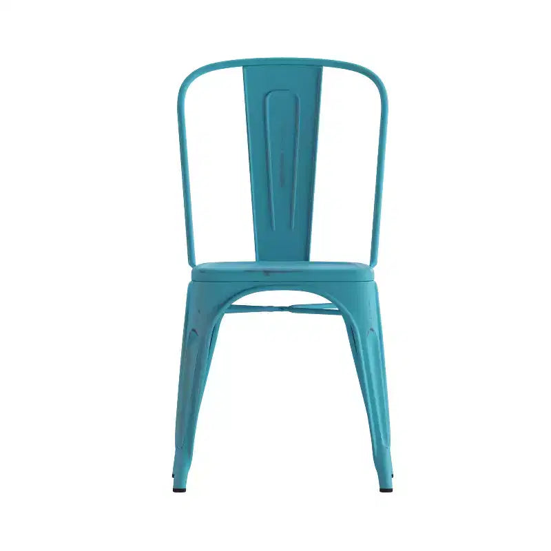 Chaise empilable Emma et Oliver, qualité commerciale, lot de 4, métal vieilli, intérieur-extérieur