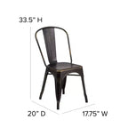 Chaise empilable Emma et Oliver, qualité commerciale, lot de 4, métal vieilli, intérieur-extérieur