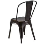 Chaise empilable Emma et Oliver, qualité commerciale, lot de 4, métal vieilli, intérieur-extérieur