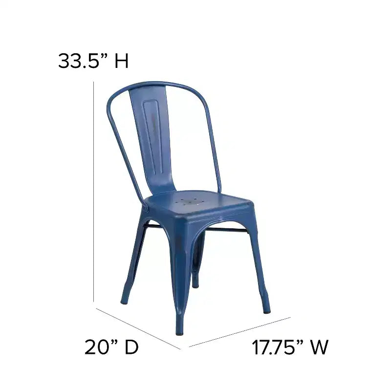 Chaise empilable Emma et Oliver, qualité commerciale, lot de 4, métal vieilli, intérieur-extérieur