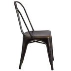 Chaise empilable Emma et Oliver, qualité commerciale, lot de 4, métal vieilli, intérieur-extérieur