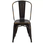 Chaise empilable Emma et Oliver, qualité commerciale, lot de 4, métal vieilli, intérieur-extérieur