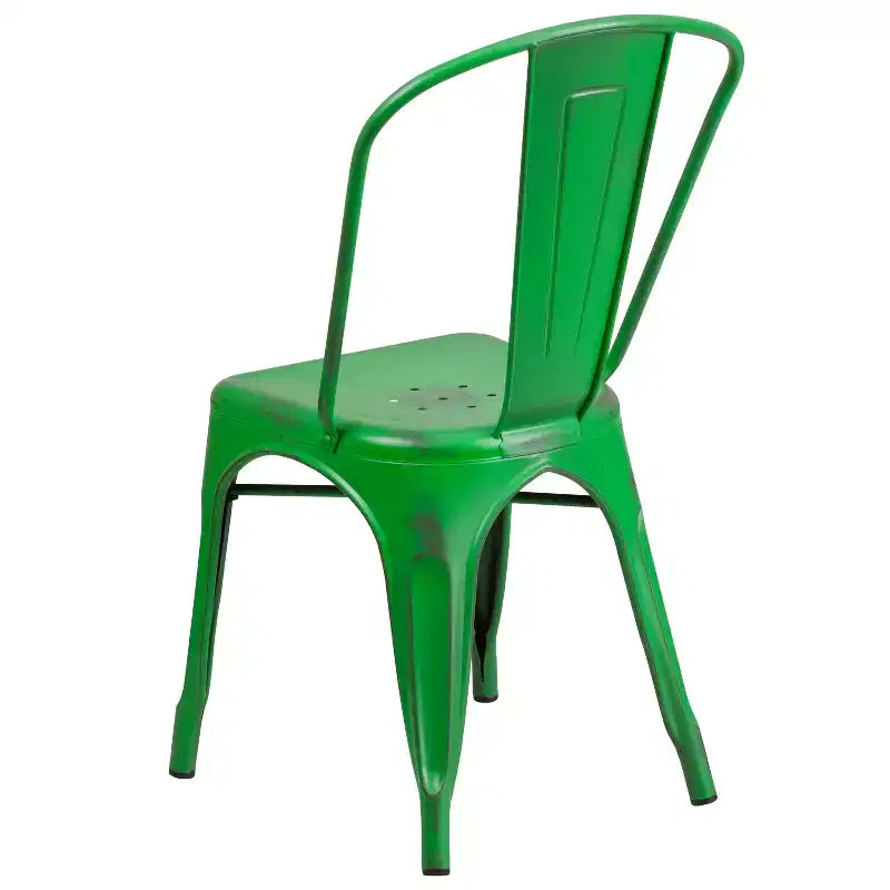 Chaise empilable Emma et Oliver, qualité commerciale, lot de 4, métal vieilli, intérieur-extérieur