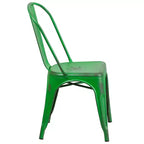 Chaise empilable Emma et Oliver, qualité commerciale, lot de 4, métal vieilli, intérieur-extérieur