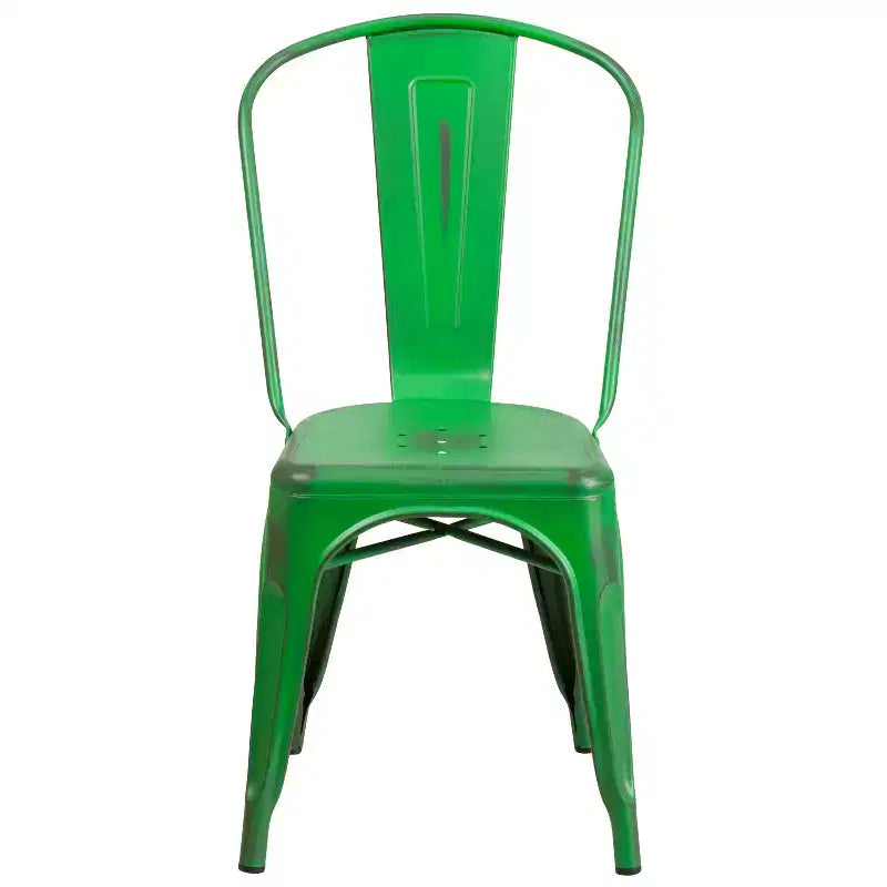 Chaise empilable Emma et Oliver, qualité commerciale, lot de 4, métal vieilli, intérieur-extérieur
