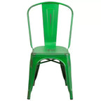 Chaise empilable Emma et Oliver, qualité commerciale, lot de 4, métal vieilli, intérieur-extérieur