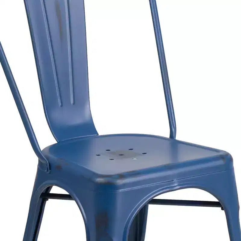Chaise empilable Emma et Oliver, qualité commerciale, lot de 4, métal vieilli, intérieur-extérieur