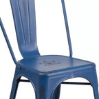 Chaise empilable Emma et Oliver, qualité commerciale, lot de 4, métal vieilli, intérieur-extérieur