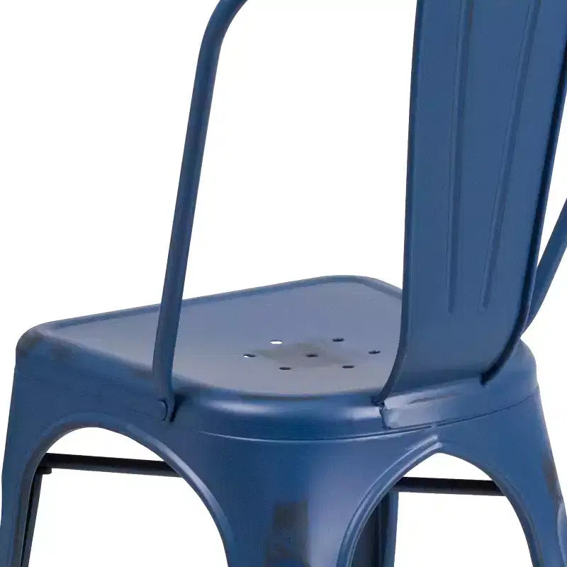 Chaise empilable Emma et Oliver, qualité commerciale, lot de 4, métal vieilli, intérieur-extérieur