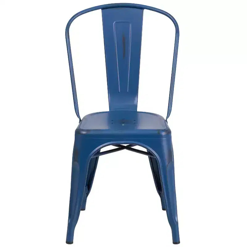 Chaise empilable Emma et Oliver, qualité commerciale, lot de 4, métal vieilli, intérieur-extérieur
