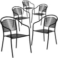 Emma and Oliver Commercial Grade 5 Pack Indoor-Outdoor Steel Patio Arm Chair with Round Back