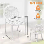 Costway 4 sedie da pranzo impilabili in alluminio pressofuso per patio, bronzo/bianco
