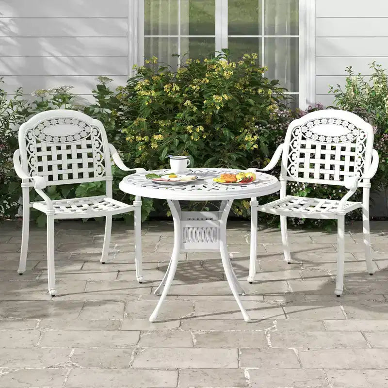 Costway 4 sedie da pranzo impilabili in alluminio pressofuso per patio, bronzo/bianco