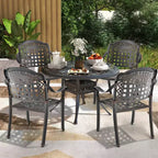 Costway 4 sedie da pranzo impilabili in alluminio pressofuso per patio, bronzo/bianco