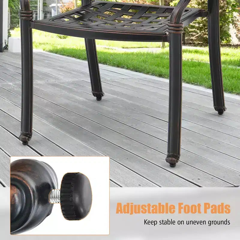 Costway 4 sedie da pranzo impilabili in alluminio pressofuso per patio, bronzo/bianco