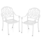 Costway 2 sedie da pranzo per patio in fusione di alluminio con braccioli, impilabili, da esterno, marrone/bianco
